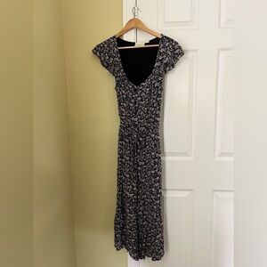 Anthropologie Black and White Floral Maxi Dress (needs repairing)